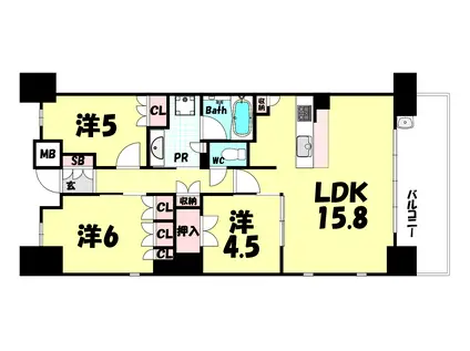 パークホームズ神戸ザ・レジデンス(3LDK/20階)の間取り写真