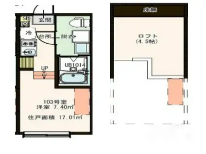 上石神井三丁目アパートZENGARDENAPARTMENT(1K/1階)の間取り写真