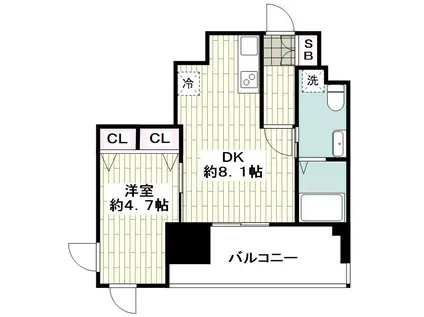 リヴシティ横濱新川町弐番館(1LDK/6階)の間取り写真