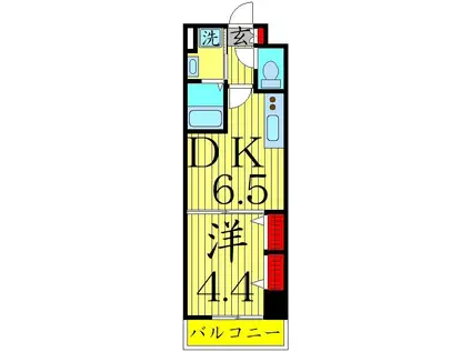ミューズ竹の塚(1DK/5階)の間取り写真