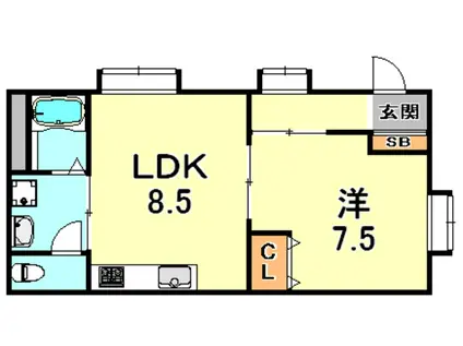 六甲グリーンハイツ(1LDK/1階)の間取り写真