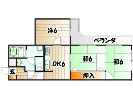 黒原スカイマンション(3DK/1階)の間取り写真