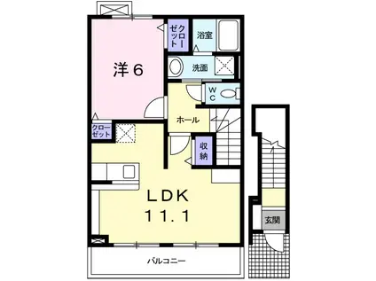 パッソ神田III(1LDK/2階)の間取り写真