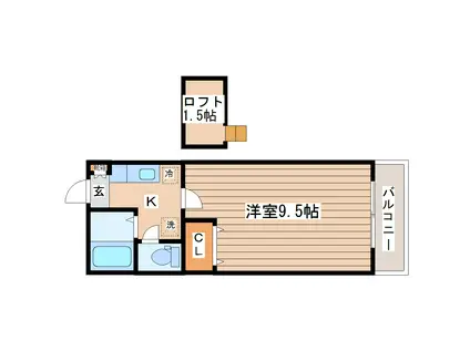 シェロスY・K小松島(1K/2階)の間取り写真