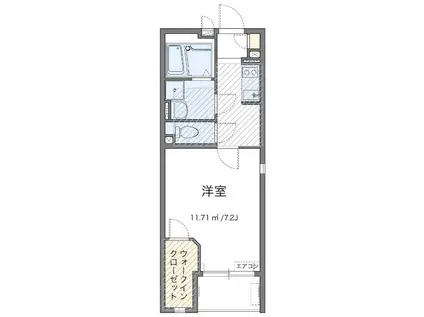 ラギ II(1K/2階)の間取り写真