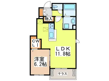 チロリアンコッティII B(1LDK/1階)の間取り写真