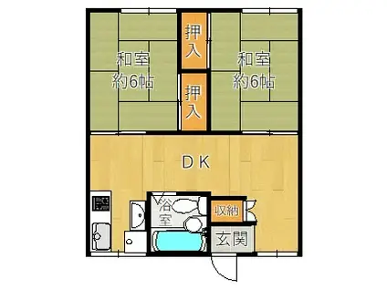 三浦マンション(2DK/3階)の間取り写真