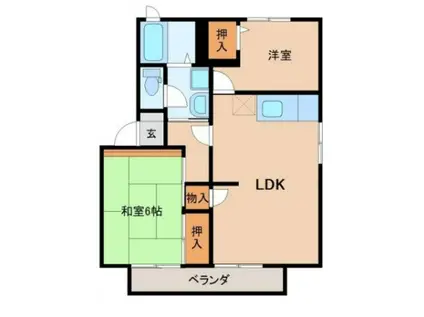 パレス木花台A棟(2LDK/2階)の間取り写真