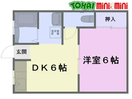 近鉄山田線 松阪駅 徒歩26分 2階建 築42年(1DK/2階)の間取り写真