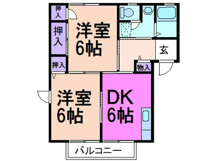 ラフォーレ・秋桜C棟(2DK/1階)の間取り写真