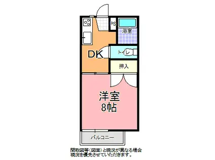 サニーヒルズ B棟(1DK/2階)の間取り写真