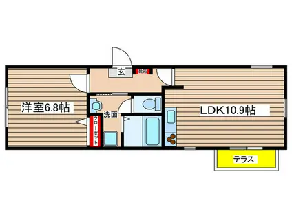 パラシオンピア(1LDK/1階)の間取り写真