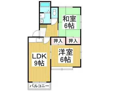 ホワイティー沙羅B棟(2LDK/2階)の間取り写真