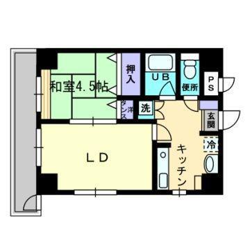 アルカディア西内町(1LDK/6階)の間取り写真