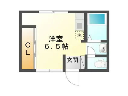 スタジオシスター(ワンルーム/2階)の間取り写真