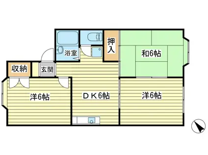 フローラ赤坂 A(3DK/1階)の間取り写真