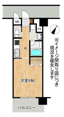 PARADISO大津A棟(1K/2階)の間取り写真