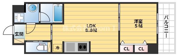 ブラービ南船場(1LDK/7階)の間取り写真