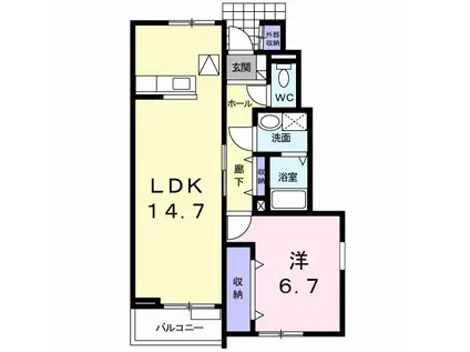 レバンテA(1LDK/1階)の間取り写真