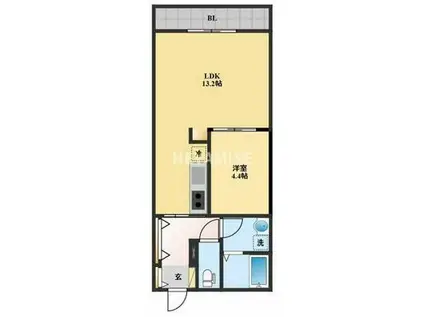 フォレスト平古場(1LDK/3階)の間取り写真