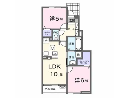東武伊勢崎線 北春日部駅 徒歩15分 2階建 築1年(2LDK/1階)の間取り写真