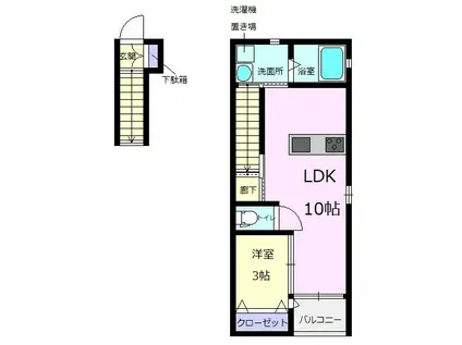 ドルチェ・ヴィータ嬉野C(1LDK/2階)の間取り写真