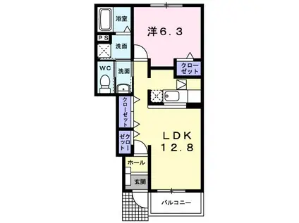 フォレスタロヴィーネ2(1LDK/1階)の間取り写真