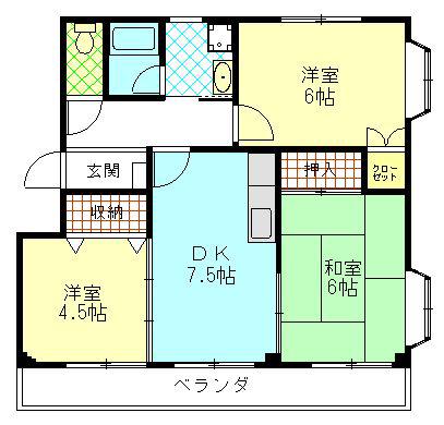 ヴューラセイホウ(3DK/2階)の間取り写真