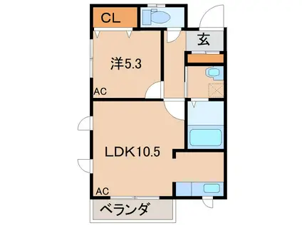 マブハイ(1LDK/2階)の間取り写真