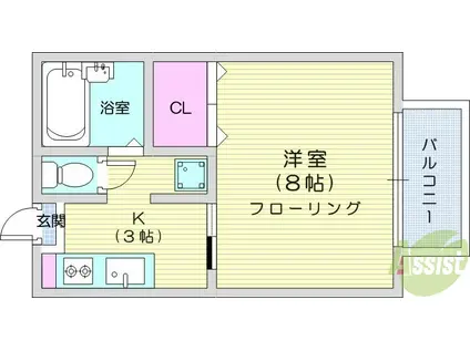 連坊エステート(1K/2階)の間取り写真