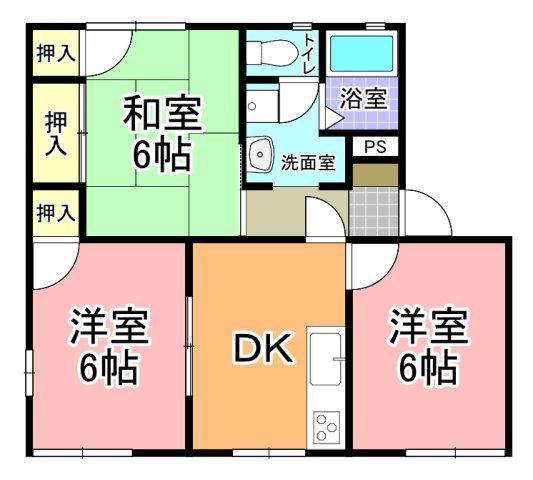 タウニィT A・B棟(3DK/1階)の間取り写真