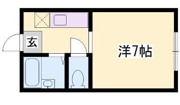 プランドール英賀保(1K/2階)の間取り写真