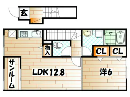 グランツIV(1LDK/2階)の間取り写真
