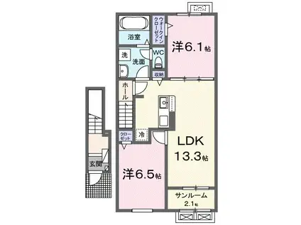 グローティール A(2LDK/2階)の間取り写真