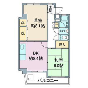 肥後ビル(2LDK/4階)の間取り写真