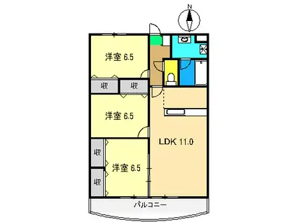 サンコートかみ(3LDK/5階)の間取り写真