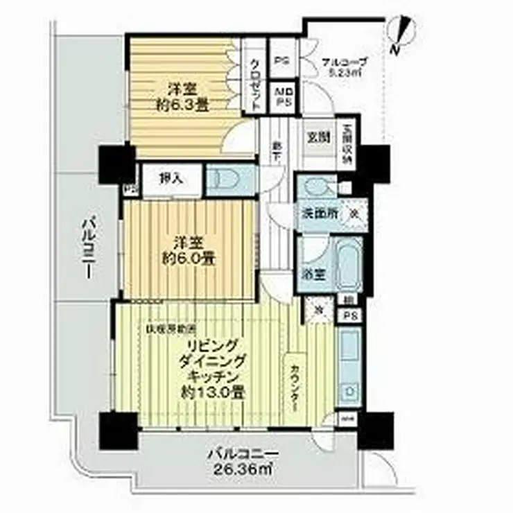 ライオンズステージ府中シティタワー 22階階 間取り