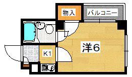 有馬パレス牧野(1K/3階)の間取り写真