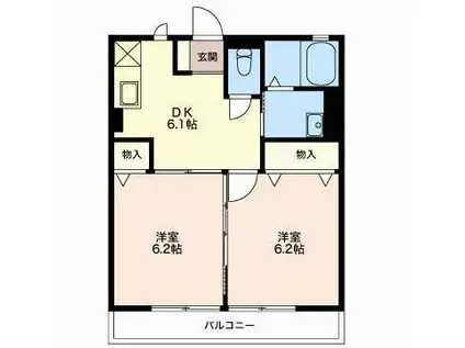 シャイン万野A(2DK/2階)の間取り写真