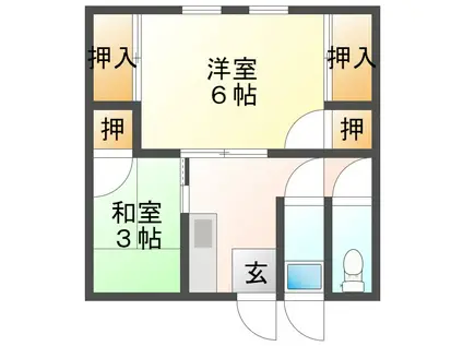 古賀アパート(2K/2階)の間取り写真