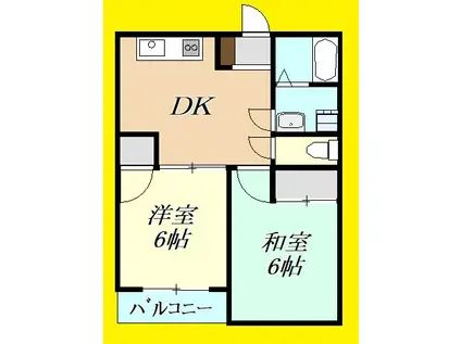 サンハイム橋本(2DK/2階)の間取り写真