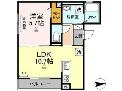 瀬戸内ハウジングIII(1LDK/3階)の間取り写真