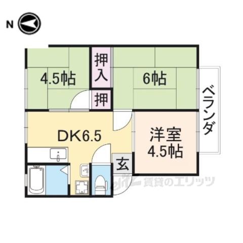 石橋ハイツB棟(3DK/1階)の間取り写真