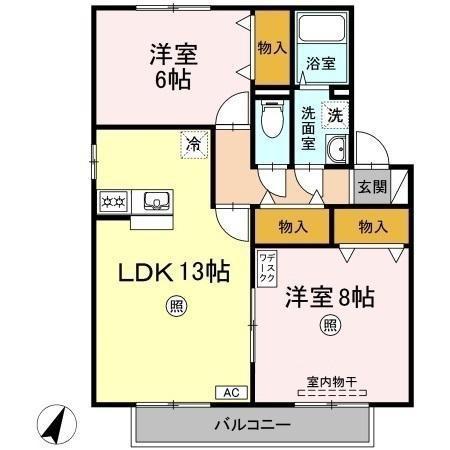 ボナールII(2LDK/2階)の間取り写真