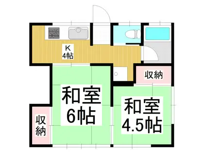 光花荘II(2K/2階)の間取り写真