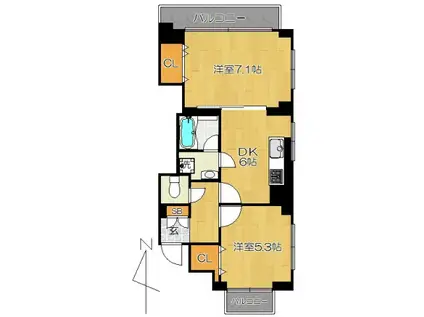 品川マンション(2DK/4階)の間取り写真