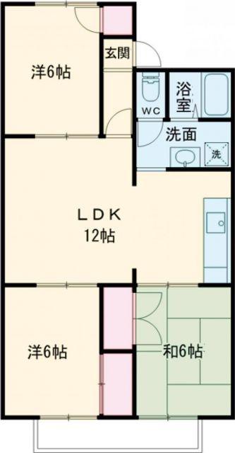 ミヨシコーポB棟(3LDK/1階)の間取り写真