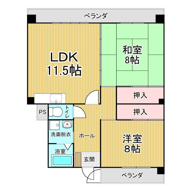 ファミールマンション広川(2LDK/4階)の間取り写真