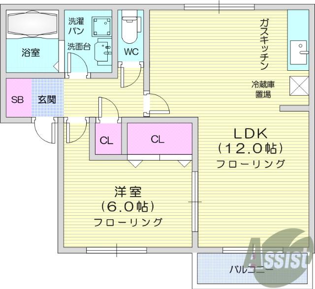 サンライズ(1LDK/1階)の間取り写真