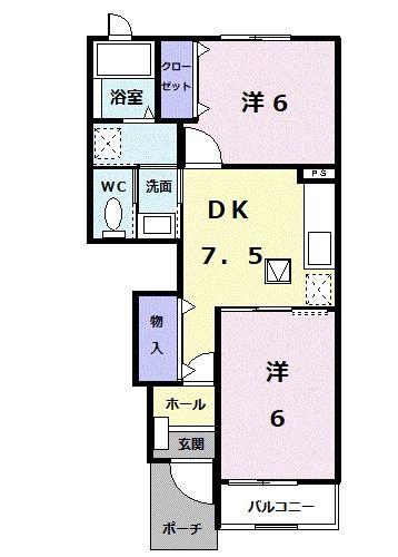 サニ-コートB(2DK/1階)の間取り写真